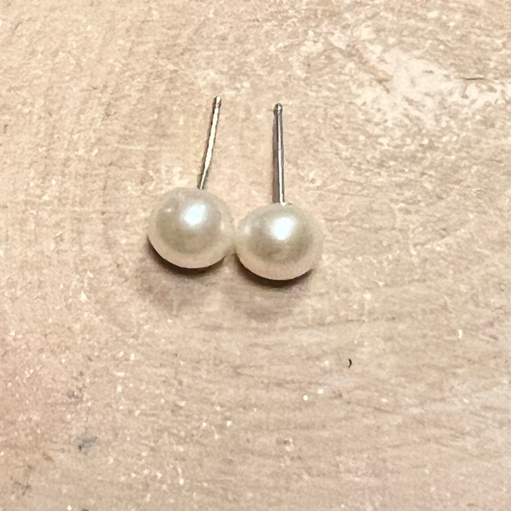 Sterling Silver, Large Freshwater Pearl Stud Earrings, Genuine Pearl,Bridal